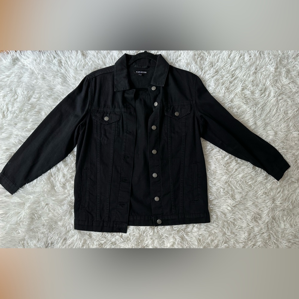 Parisian Black Denim Jacket, US 6